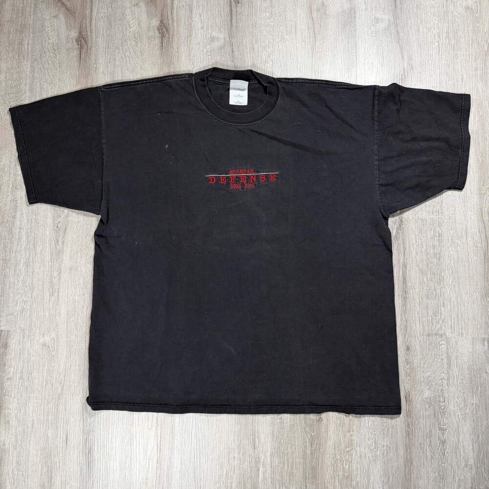 Mens Vintage 2000-2001 Spartan Defense Graphic T-Shirt XXL